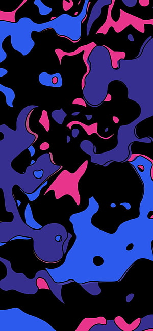 Abstract Fluid Art Wallpaper With Black Blue And Pink Organic Shapes HD phone wallpaper
