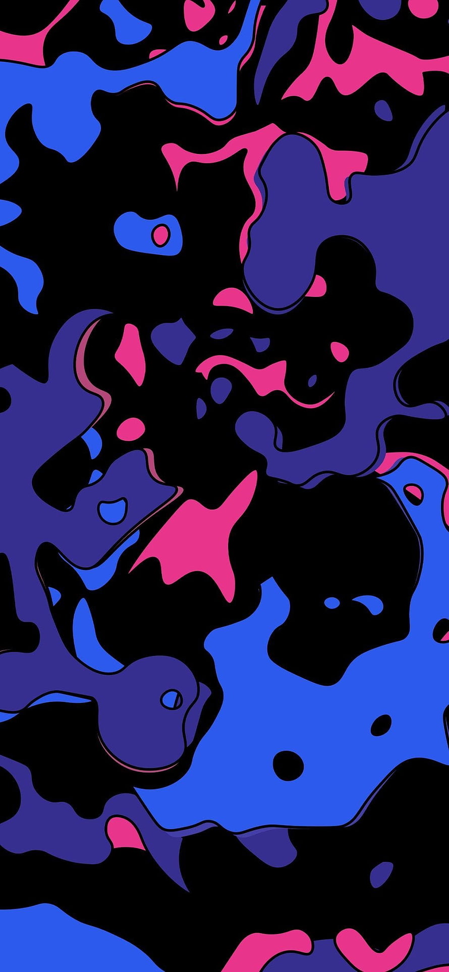 Abstract Fluid Art Wallpaper With Black Blue And Pink Organic Shapes HD phone wallpaper
