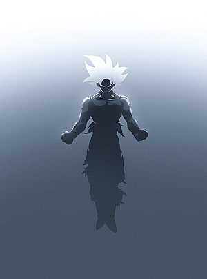 Silhouette of a Super Saiyan Dragon Form Character in Blue Mist HD phone wallpaper