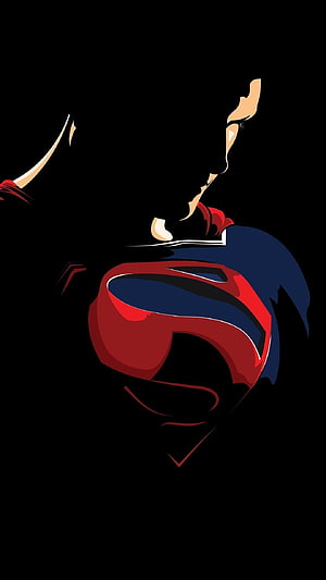 Minimalist Superman Silhouette Art with Negative Space Chest Emblem on Black Background, superman, superhero black amoled HD phone wallpaper