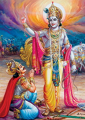 Krishna and Arjuna Divine Conversation Illustration HD phone wallpaper