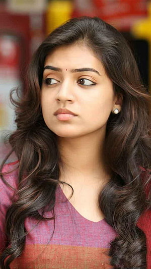 Nazriya Nazim Portrait in Traditional Attire with Long Wavy Hair HD phone wallpaper