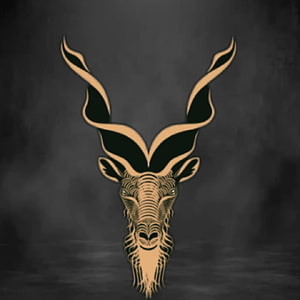 Stylized Kudu Head Illustration With Spiral Horns On Dark Background HD phone wallpaper