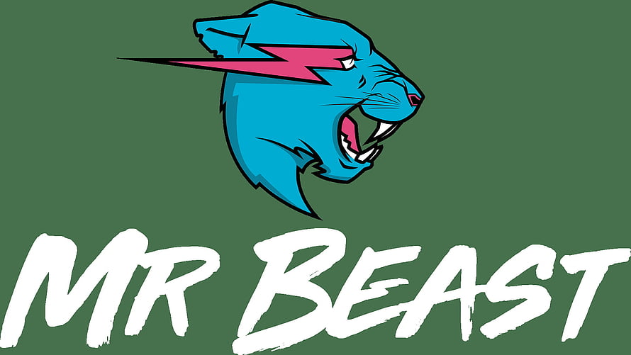 MrBeast Blue Beast Mascot Logo with Pink Lightning Bolt on Green Background HD wallpaper