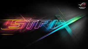 Asus ROG Strix Neon Logo Wallpaper with Vibrant RGB Light Trails on Dark Background HD wallpaper