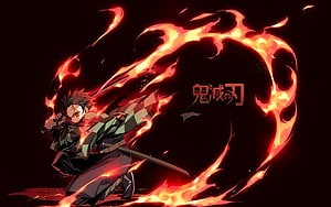 Tanjiro Kamado Demon Slayer Anime Wallpaper Fire Breathing Style HD wallpaper