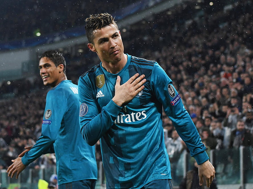 Cristiano Ronaldo in Real Madrid Away Kit During UEFA Champions League Match HD wallpaper