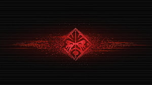 HP Omen Glitch Art Logo with Red Particle Effects on Black Background HD wallpaper