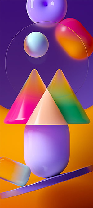 Vibrant 3D Geometric Abstract Art with Glossy Shapes and Rainbow Gradients HD phone wallpaper