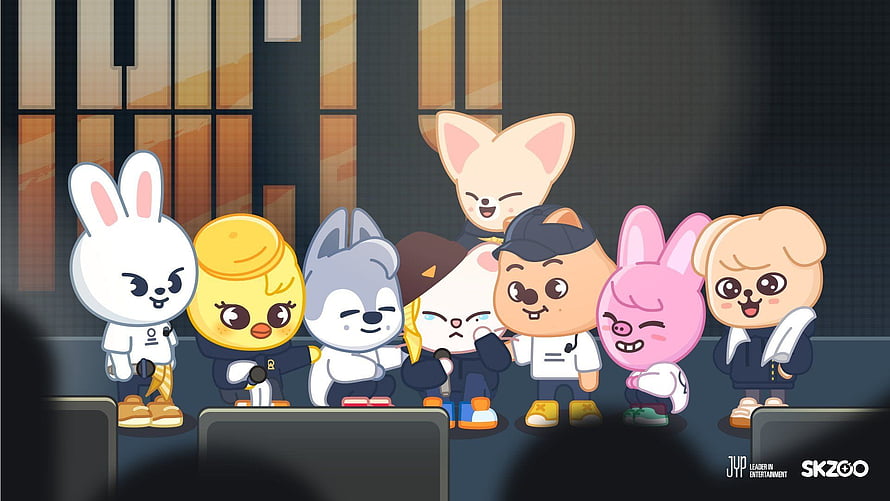 Stray Kids SKZOO Mascot Characters Group Illustration Wallpaper HD wallpaper