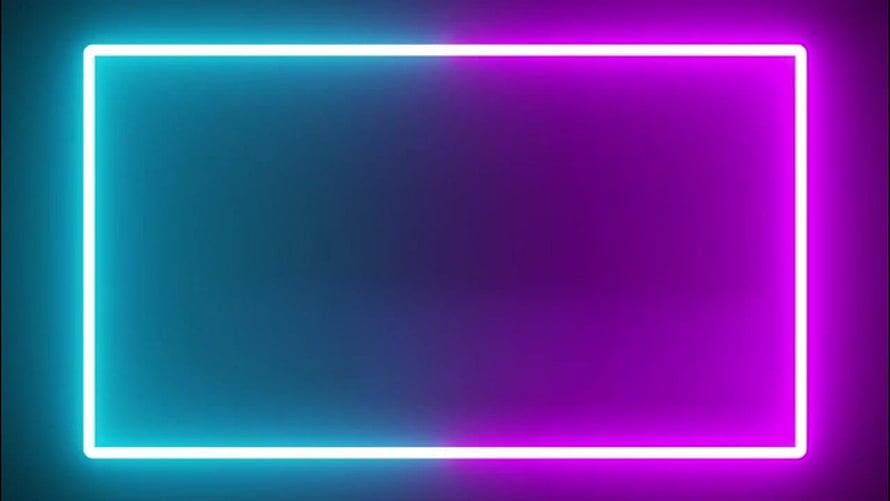 Vibrant Neon Rectangle Frame with Cyan and Magenta Gradient Glow on Dark Background HD wallpaper