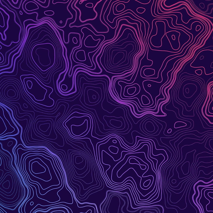 Abstract Neon Topographic Contour Lines on Dark Purple Background HD phone wallpaper