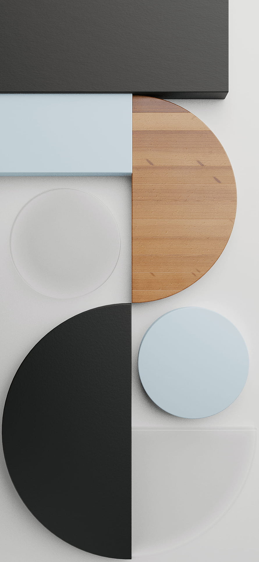 Minimalist Geometric Wall Art with Wood and Matte Shapes HD phone wallpaper