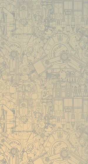 Intricate Mechanical Blueprint Pattern with Gears and Technical Schematics HD phone wallpaper