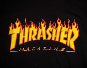 Thrasher Magazine Flame Logo on Black T-Shirt HD wallpaper