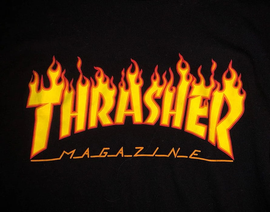 Thrasher Magazine Flame Logo on Black T-Shirt HD wallpaper