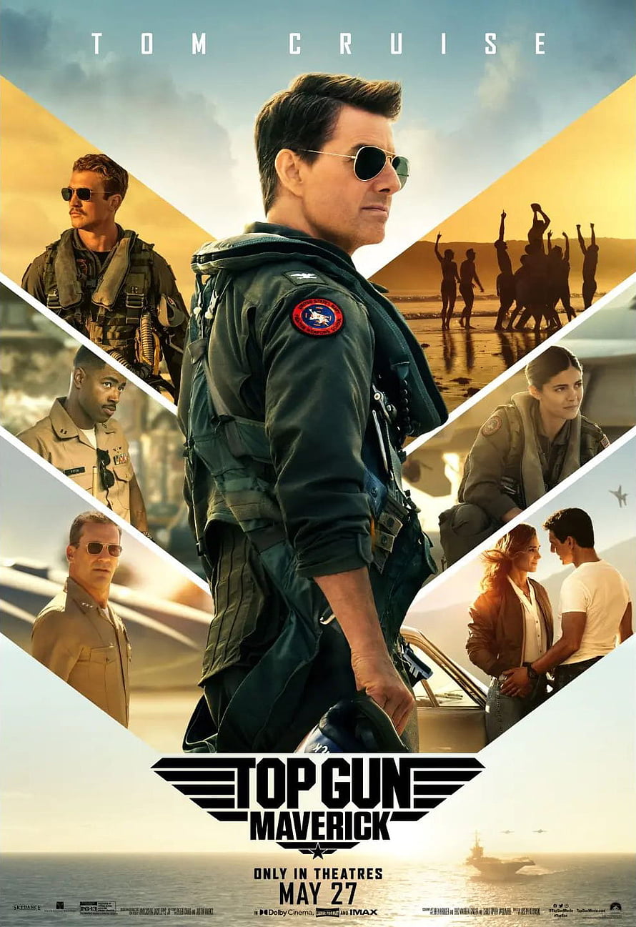 Top Gun Maverick movie poster featuring Tom Cruise as a pilot in flight gear with ensemble cast and naval aviation scenes HD phone wallpaper