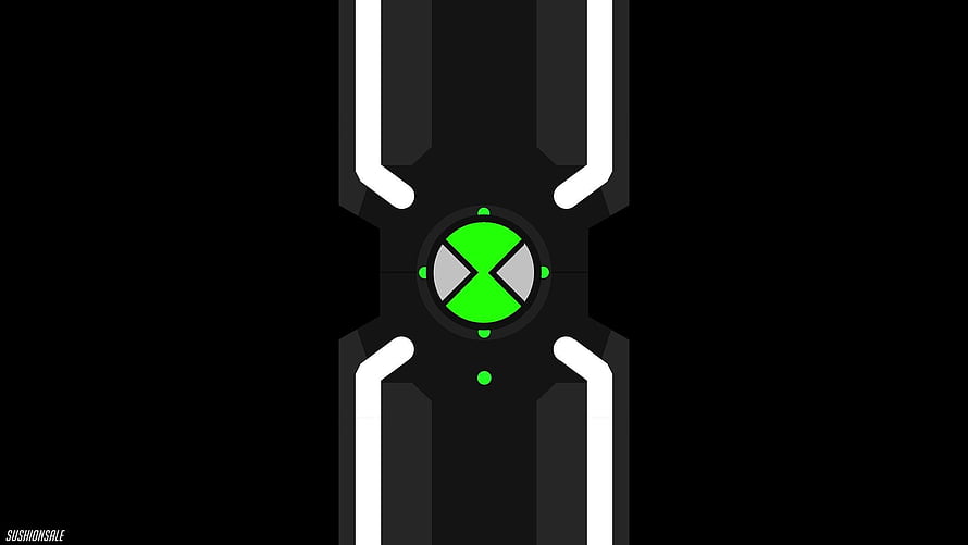 Ben 10 Omnitrix Watch Symbol Green and Black Minimalist Vector Art HD wallpaper