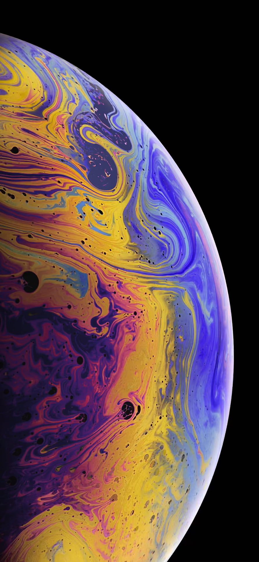 Abstract Swirling Planet Wallpaper with Vibrant Yellow, Purple, and Blue Marbled Patterns HD phone wallpaper