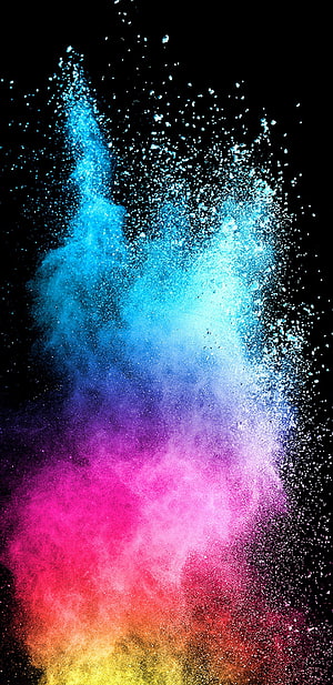 Vibrant Multicolor Powder Explosion on Black Background HD phone wallpaper