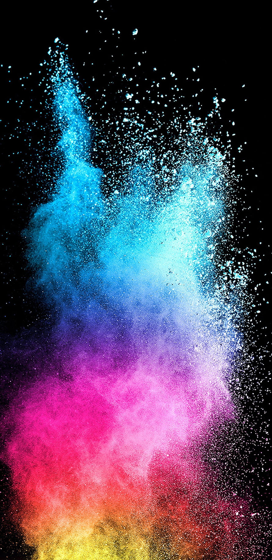 Vibrant Multicolor Powder Explosion on Black Background HD phone wallpaper