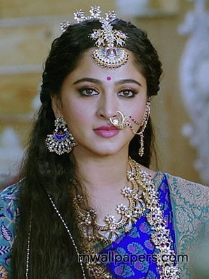 Anushka Shetty in Traditional Indian Bridal Jewelry and Blue Saree HD phone wallpaper