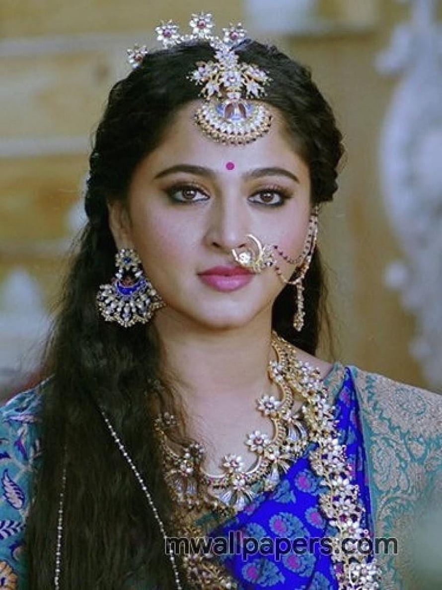 Anushka Shetty in Traditional Indian Bridal Jewelry and Blue Saree HD phone wallpaper