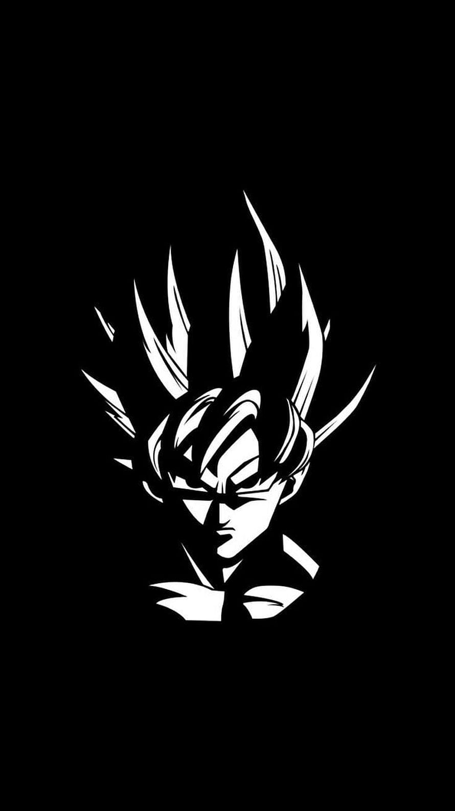 Goku Super Saiyan Vector Portrait in High Contrast Black and White Dragon Ball Z Style HD phone wallpaper