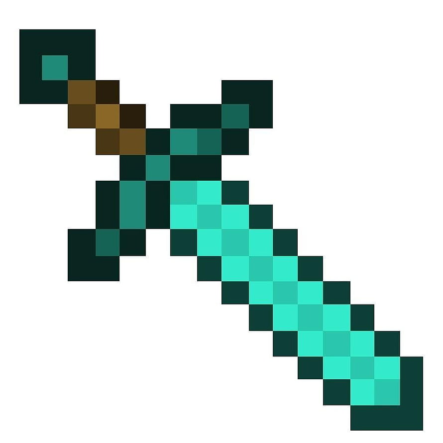 Minecraft Diamond Sword Pixel Art Icon on White Background HD phone wallpaper
