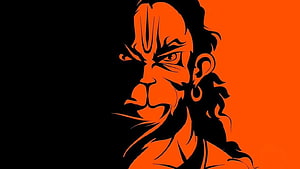 Orange and Black Vector Illustration of an Angry Warrior with a Third Eye and Earring HD wallpaper