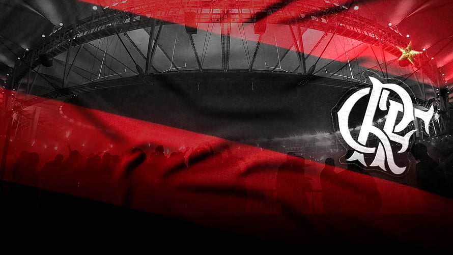 Flamengo Football Club Logo on Red and Black Stadium Background HD wallpaper