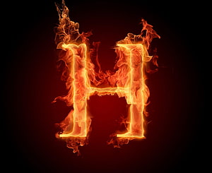Burning Letter H Fire Typography Wallpaper HD wallpaper
