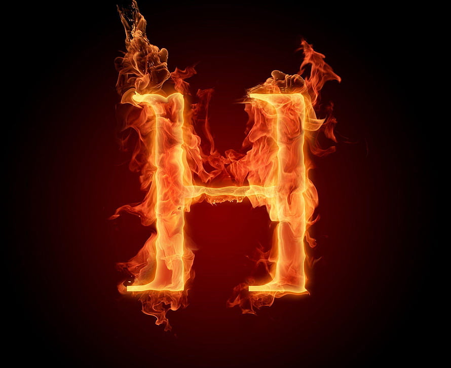Burning Letter H Fire Typography Wallpaper HD wallpaper