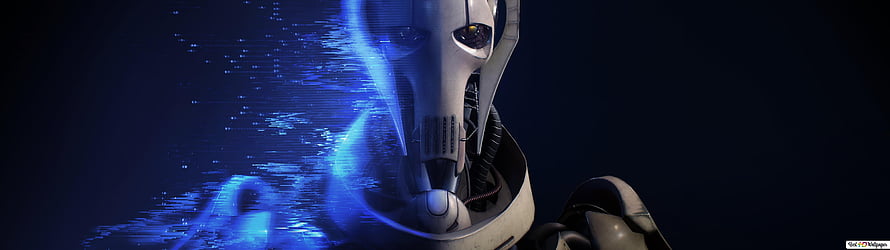 Star Wars Battlefront 2 droid with blue energy effects on dark background HD wallpaper