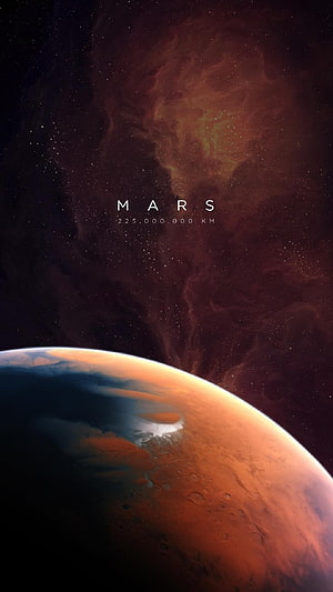 Mars Planet Horizon with Nebula and Starfield in Deep Space HD phone wallpaper