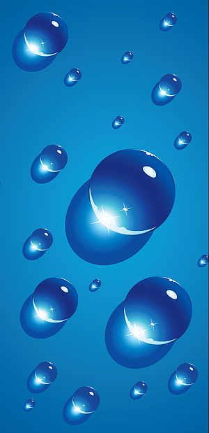 Glossy Blue Water Droplets on a Gradient Background HD phone wallpaper