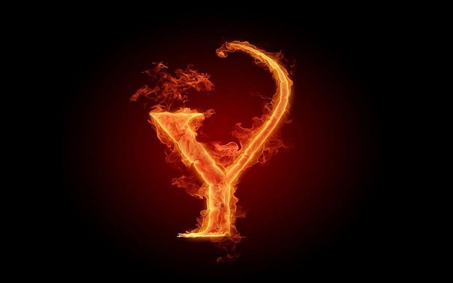 Flaming Letter Y with Rising Smoke on a Dark Background HD wallpaper