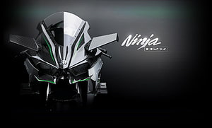Kawasaki Ninja H2R Superbike Front View with Carbon Fiber Details and Green Accents HD wallpaper
