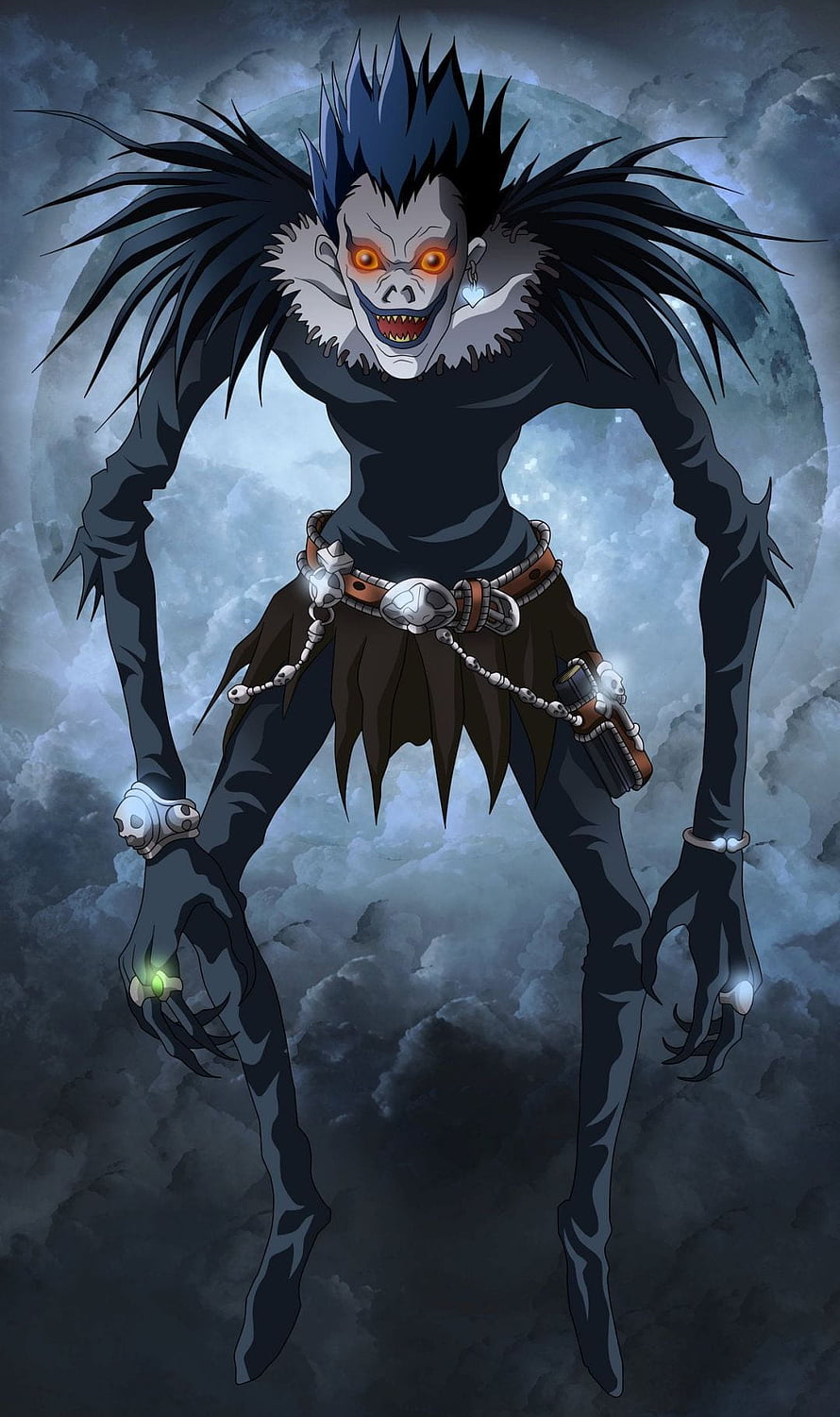 Ryuk Shinigami from Death Note in Dark Cloudy Night Sky HD phone wallpaper