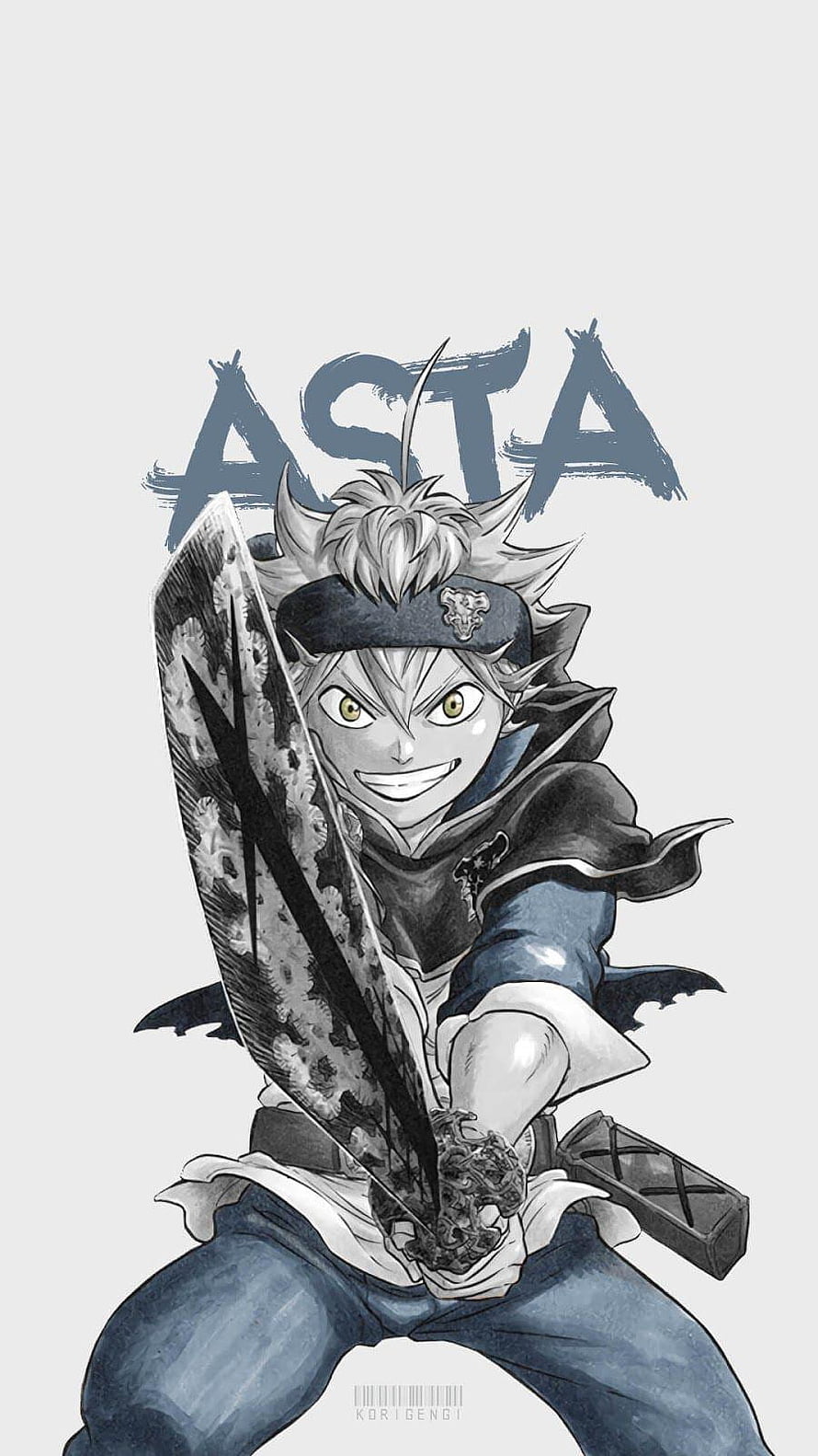 Asta from Black Clover Wielding a Massive Sword in Dynamic Anime Illustration HD phone wallpaper