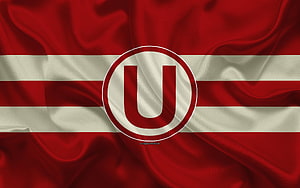 Club Universitario de Deportes Red and White Silk Flag with Central U Emblem HD wallpaper