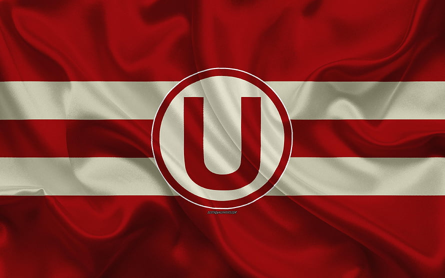 Club Universitario de Deportes Red and White Silk Flag with Central U Emblem HD wallpaper