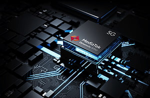 MediaTek Dimensity 800U 5G Processor Chip on Glowing Circuit Board HD wallpaper