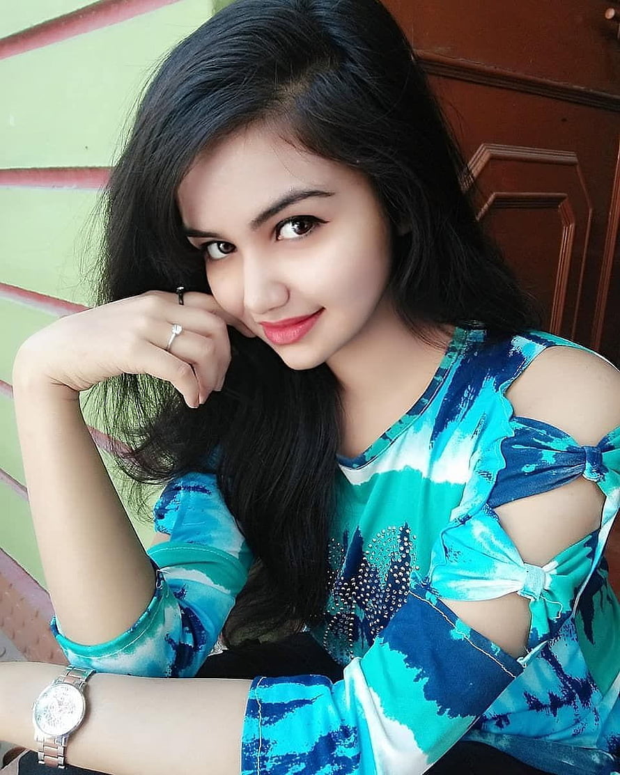 Portrait of a young woman with long black hair wearing a blue tie-dye top, : Cute Indian Girls Instagram, insta girls HD phone wallpaper