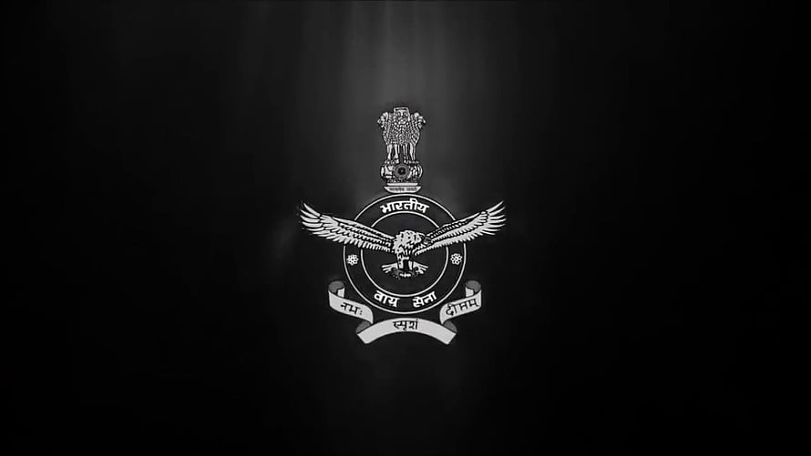 Indian Air Force Emblem with National Emblem and Eagle on Dark Background HD wallpaper