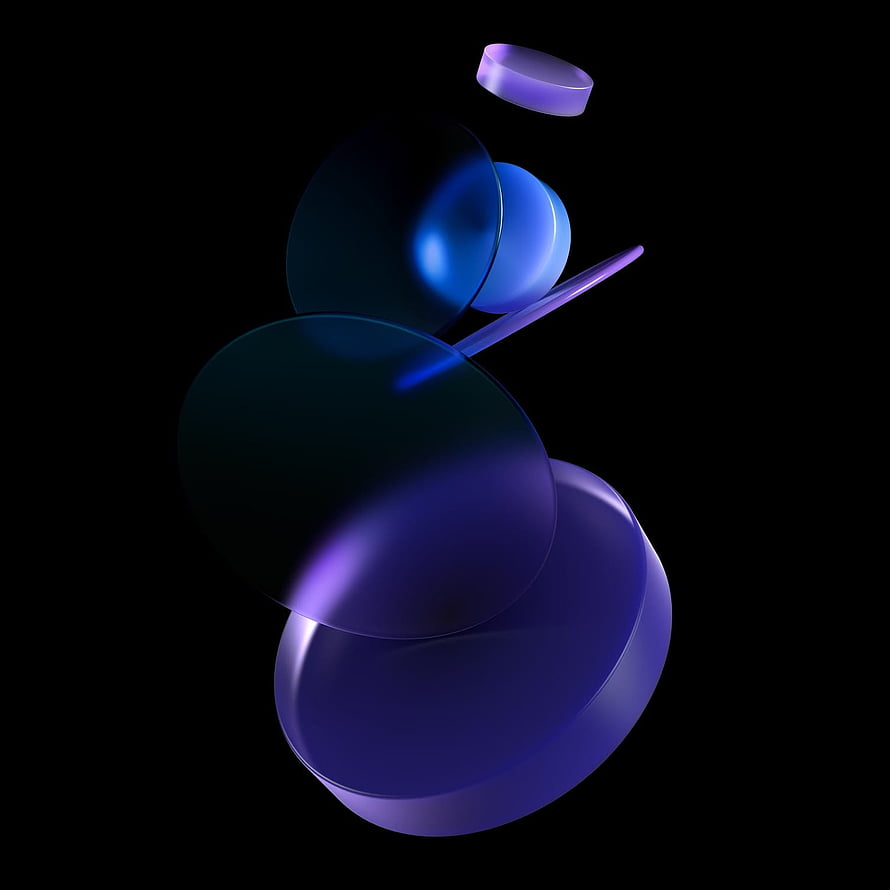 Abstract 3D Geometric Shapes in Blue and Purple on Black Background HD phone wallpaper