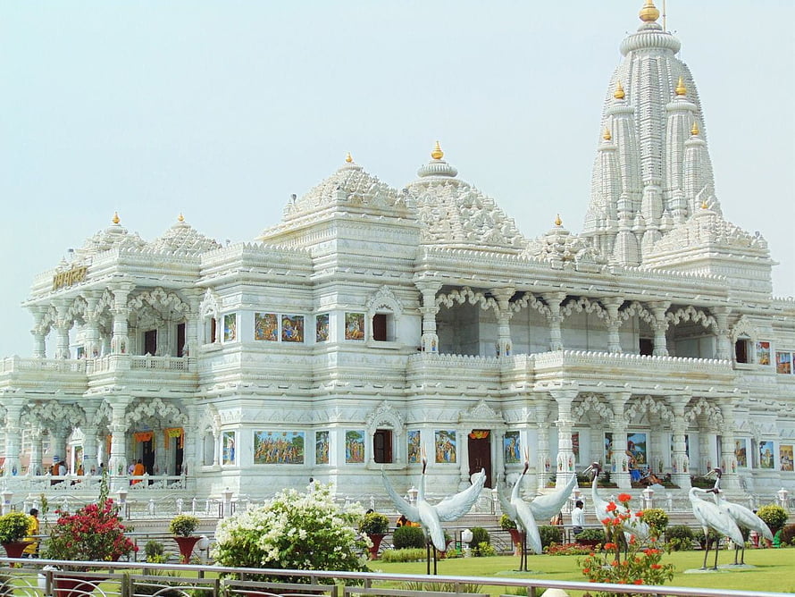 BAPS Shri Swaminarayan Mandir Ahmedabad White Marble Temple Architecture, Vrindavan Prem Mandir, #prem mandir HD wallpaper