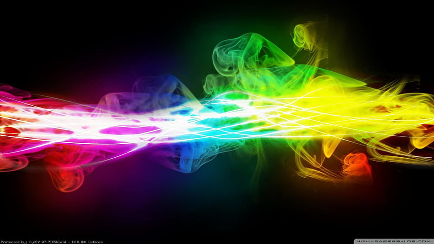 Vibrant Rainbow Smoke and Light Streaks Abstract Digital Art HD wallpaper