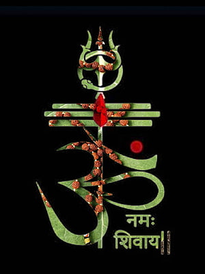 Namah Shivaya Om Symbol Artwork with Rudraksha Beads and Trishul HD phone wallpaper