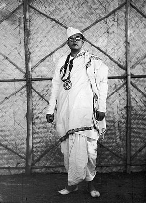 Portrait of King Mahendra of Nepal in Traditional White Attire and Medal HD phone wallpaper